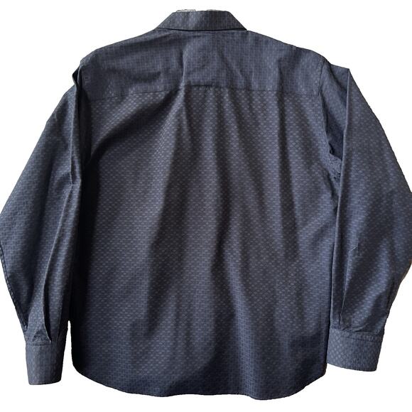 Visconti Men's Dress Shirt Long Sleeve XL Navy Blue Patterned Hidden Button - Picture 2 of 10